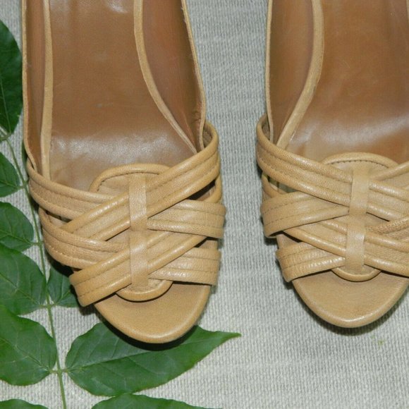 ZARA Heels Beige Tortoiseshell Peep Toe Platform Sexy Shoes Size 10 - Picture 6 of 10